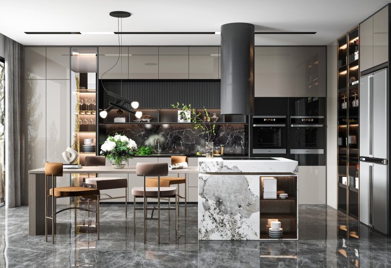 Industrial style kitchen cabinets